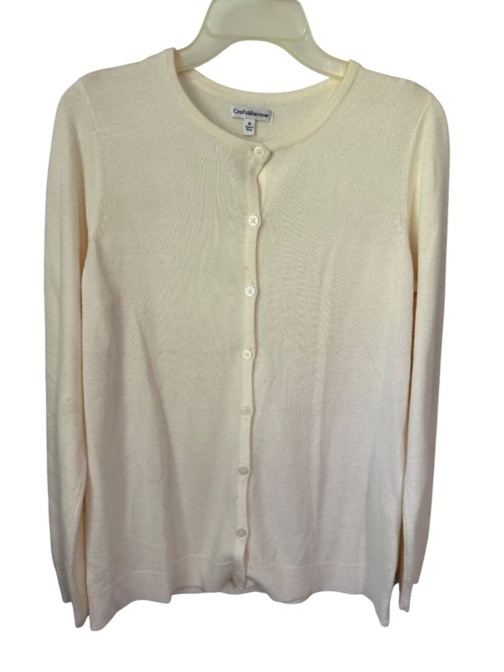 Croft & Barrow Cardigan Off White Button Front Crewneck Womans M